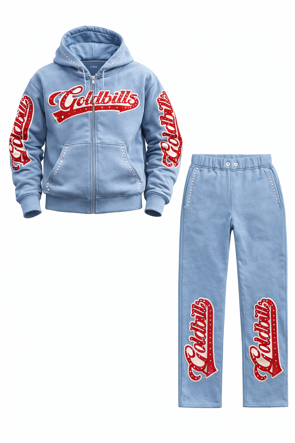 “Gems N Butter” Sweatsuit (Light blue )